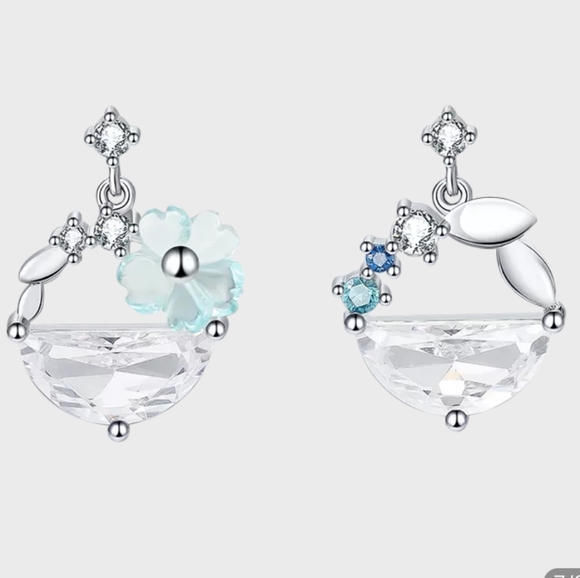 Orient zircon asymmetric earrings - Picture 5 of 6